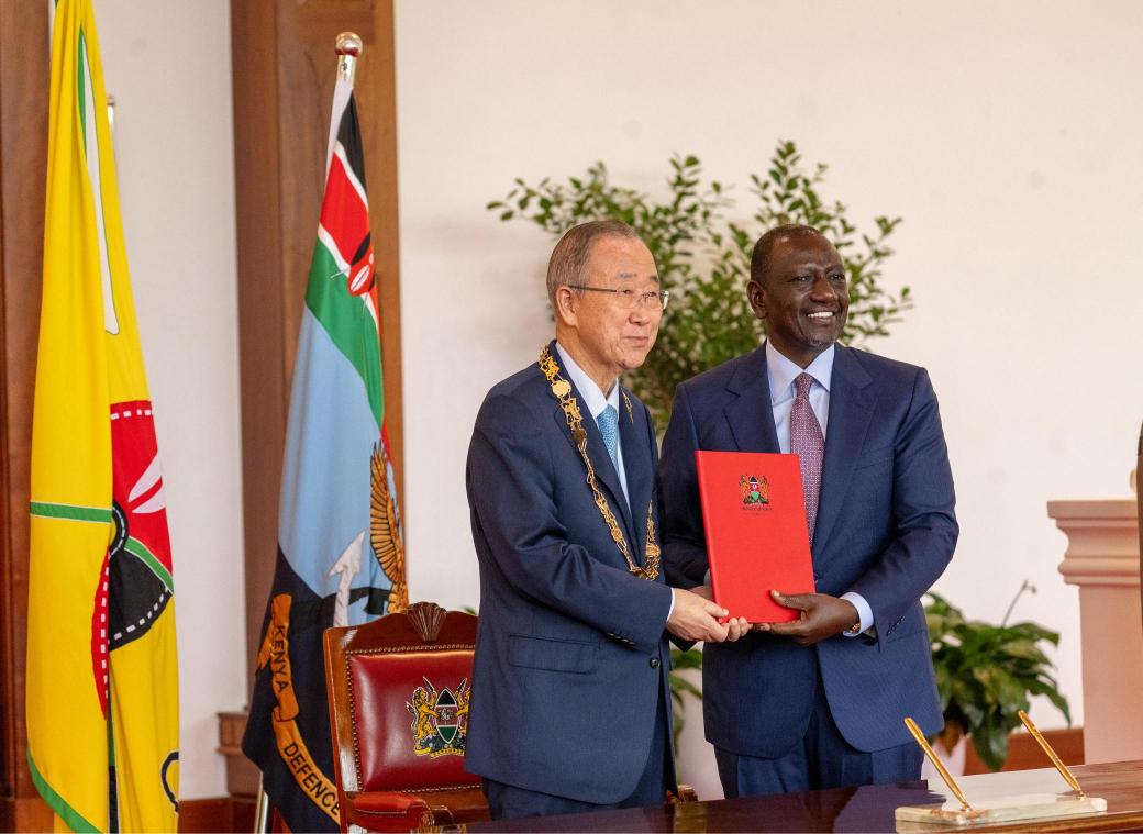 Ruto honours Ban Ki-moon with Kenya’s highest national award
